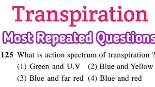 plant physiology  plant physiology mcq  Transpiration  biology most repeated questions 25 [upl. by Reamonn282]