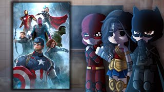 Justice League React To Avengers  DC x Marvel  Gacha React [upl. by Cutlerr]