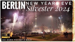 BERLIN NEW YEAR 2024 🇩🇪  CRAZY Silvester Walking Tour in 4K  Neujahr  NYE Midnight Walk Germany [upl. by Nordine]