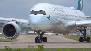 Cathay Pacific A350900 Departing from Manchester Airport June 2024 4K [upl. by Alyar]