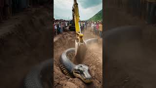 Wow Amazing  Excavator catches anaconda anaconda snake animals giant shortvideo shorts [upl. by Anaeli]