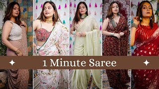 READY TO WEAR SAREE HAUL  1 Minute Pre Draped Sarees  Amazon TryOn [upl. by Wildon]