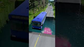 Bus vs water pit 30  carsvswaterpit beamngdrive doubleflatbedtrailertruckvsspeedbumps [upl. by Magdala70]