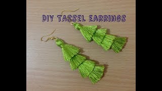 DIY Layered Tassel Earrings II Silk thread layered tassel earrings [upl. by Gilroy952]