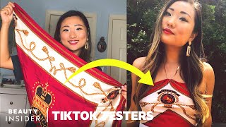 How To DIY A Silk Scarf Top  TikTok Testers [upl. by Kubetz320]