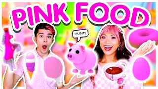 🎀🐷 EATING ONLY PINK FOOD in ADOPT ME in REAL LIFE ROBLOX COUPLE TRADING CHALLENGE Roblox [upl. by Ylyl]