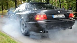 Bmw E38 740i 44 V8 Burnout and Acceleration  Drag Race 2016 By Race4yoult [upl. by Valenta]