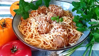 🍅 Klopsiki w sosie pomidorowym 🍝 Pikantne pulpety  makaron w sosie pomidorowym 🌶 Nasze dania [upl. by Alfreda]