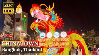 BANGKOK 2024 Chinese New Year of Dragon  Bangkok Chinatown  Thailand 4K HDR [upl. by Ycal]