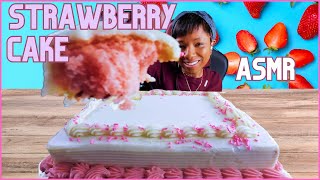 ASMR  MUKBANG WHOLE STRAWBERRY SHEET CAKE [upl. by Doykos709]