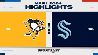 NHL Highlights  Penguins vs Kraken  February 29 2024 [upl. by Enirahtac]