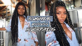 BOHEMIAN GODDESS BOX BRAIDS TUTORIAL  EASY AFFORDABLE LIGHTWEIGHT [upl. by Etam]