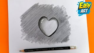 🟥 Dibujos 3D  Como Dibujar un CORAZON en 3D a lapiz  How to Draw 3D HEART  Easy Art [upl. by Seugirdor]