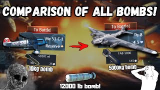 From SMALLEST to BIGGEST Bomb in War Thunder💣🔥 I use EVERY bomb Size You cant miss this☢️ [upl. by Kitrak301]