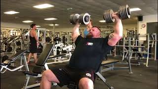 Eddie Hall THE BEAST 525kg Dumbbell Shoulder Press for 50 Reps [upl. by Enilasor]