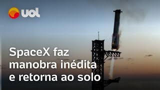 Foguete da SpaceX de Elon Musk faz manobra inédita e retorna ao solo com propulsor veja vídeo [upl. by Htebarual]