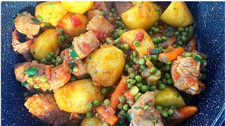 Jaime cette recette de PETITS POIS AUX POMMES DE TERRE et à la viande [upl. by Ybba]