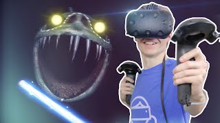 FIGHTING A HUGE SCARY MONSTER IN VR  Vertigo HTC Vive Gameplay [upl. by Kwei871]