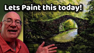 How to paint this Stone Bridge with Oils  Easy Steps For Beginners [upl. by Yelah]