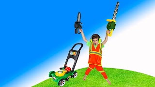 Lawn Mower Toy for Kids Video  blippi toy garbage truck  min min playtime [upl. by Eidua]