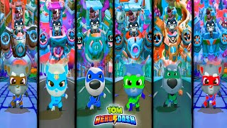 TALKING TOM HERO DASH  COLOUR REACTION WORLDS  ALL LAGNDREY HEROES FIGHTS THE ALL MASTER RACCOONS [upl. by Aylmar728]