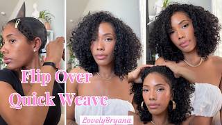 Flip Over Quick Weave Minimal Leaveout  CurlsQueen 3a3b Water Curly [upl. by Yliab]