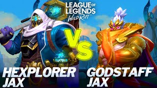 Hexplorer Jax VS God Staff Jax  Skins Comparison   Wild Rift [upl. by Biddie]