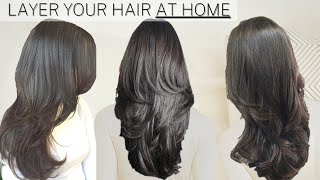 Easy Layered Haircut At Home [upl. by Esimorp106]