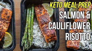 Quick Keto Meal Prep  Salmon amp Cauliflower Risotto  Comida Ketogenica [upl. by Notsrik]