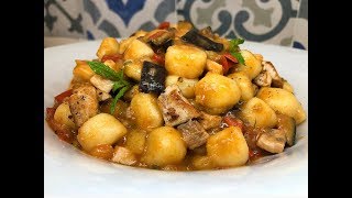 GNOCCHI CON PESCE SPADA MELANZANE E MENTA FRESCA  CUCINANDOMELAGODO [upl. by Yanat200]