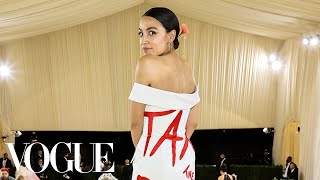 Congresswoman Alexandria OcasioCortez Gets Ready for the Met Gala  Vogue [upl. by Nolyd799]