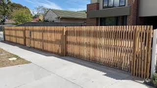 Batten style front fence with automatic sliding gate [upl. by Hakilam]