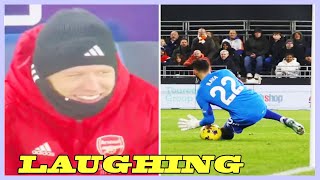 Aaron Ramsdale was caught on camera laughing moments after David Raya conceded against Luton [upl. by Eikcir666]