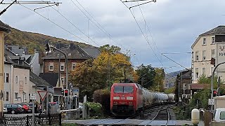 Zugverkehr im Mittelrheintal Güterzüge der Deutschen Bahn von Rüdesheim bis Koblenz [upl. by Ahsya215]