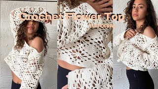 EASY Crochet FLOWER SWEATER for beginners  Crochet top TUTORIAL  Daisy design [upl. by Enytsuj]