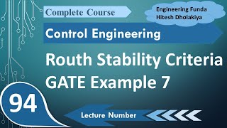 7 Routh Stability Criterion For Characteristics Equation of System in Control Systems [upl. by Anirac]