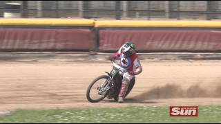 Isle of Man TT superstar John McGuinness tries speedway for the first time [upl. by Hildebrandt969]