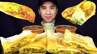 ASMR LARGE MASALA DOSA MUKBANG No Talking INDIAN FOOD EATING SOUNDS  BUN ASMR [upl. by Winnick]