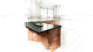 Tutorial  Hand Rendering Interior 160416 Kitchen Detail [upl. by Ziul640]