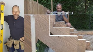 DIY DECK Part 7  Building Stairs [upl. by Einalem]