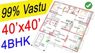 40X40 East Facing House Plan as per Vastu  1600 Sqft  40x40 house design  12x12 Meter  180 Gaj [upl. by Trojan714]