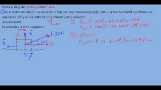 ejercicios y problemas resueltos de física dinámica 2 fuerza angulo [upl. by Jo Ann]