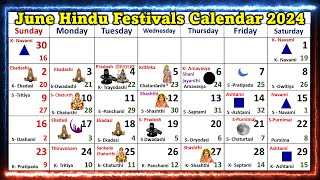 Hindu Festivals June Calendar 2024 [upl. by Atinnor]