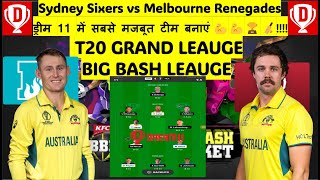 Adelaide Strikers vs Brisbane HeatBIG BASH T20Dream11 Prediction Best Team🏆💪🏏 [upl. by Audris918]