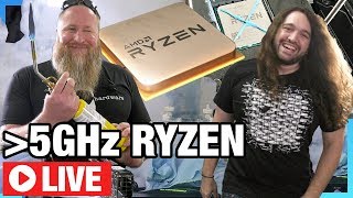 Live AMD Ryzen Extreme Overclocking Past 5GHz ft Bearded HW [upl. by Malley676]