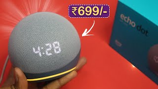 ₹699🔥🔥 Alexa Echo Dot 4th Gen with clock ⚡⚡ Loot Offer Trick Unboxing Review Demo Set Up [upl. by Lowndes307]