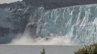 Glacier Calving montage from Childs Glacier in Alaska August 2019 Ground and drone shots 4k [upl. by Calypso]