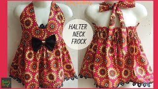 Halter Neck Baby Frock Cutting and Stitching [upl. by Reffineg]