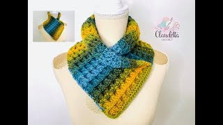 Crochet EASY COWL  Waffle stitch  Beginner [upl. by Auqeenahs]