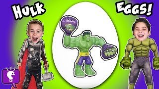 Giant HULK EGGS Surprise SMASH with the HobbyKids [upl. by Hawley481]